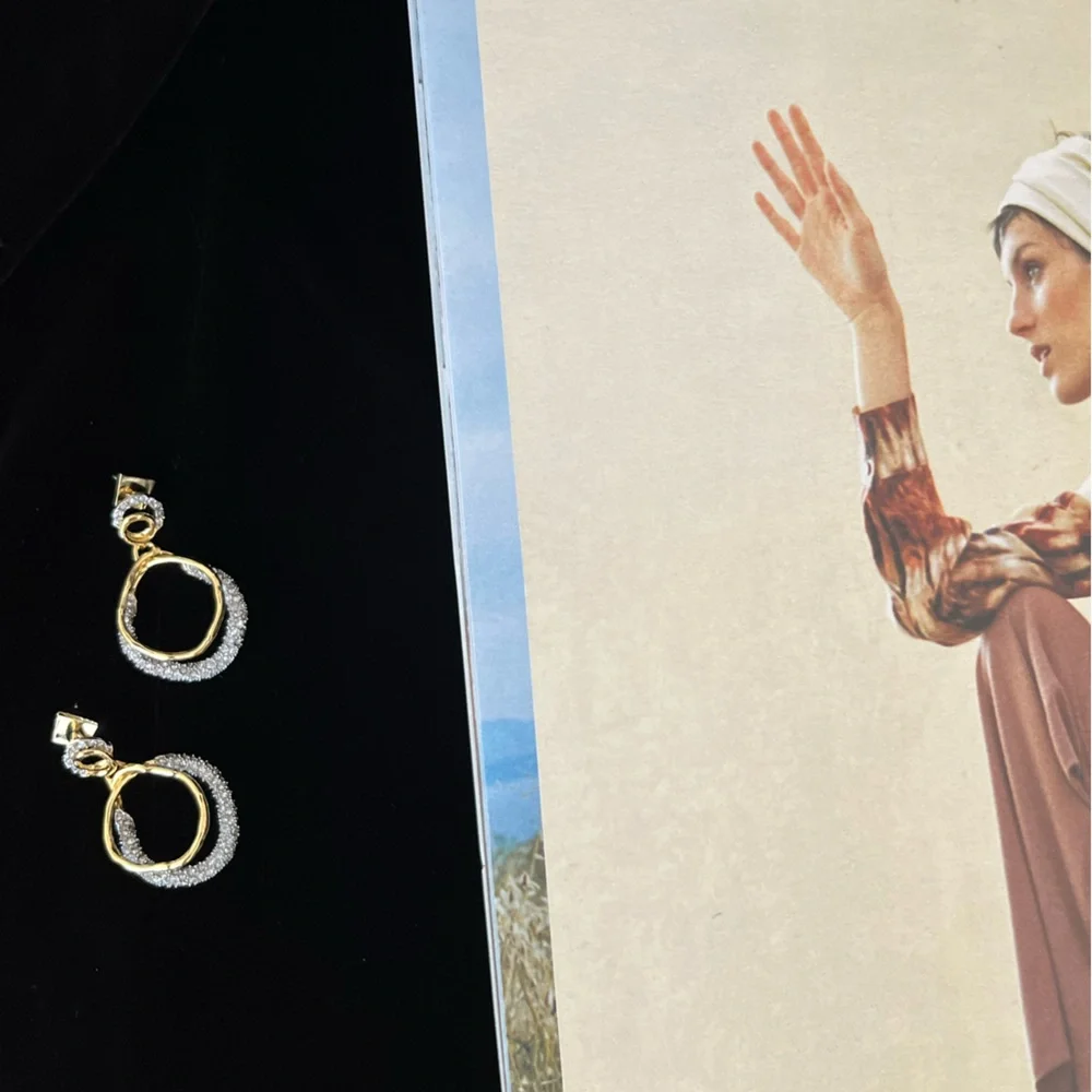 🆕 Alexis Bittar Solanales Gold Crystal Orbit Drop Post Earring - Picture 5 of 7